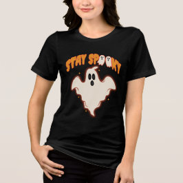 Stay Spooky Ghost Halloween Cute Retro Boo  Tri-Blend Shirt