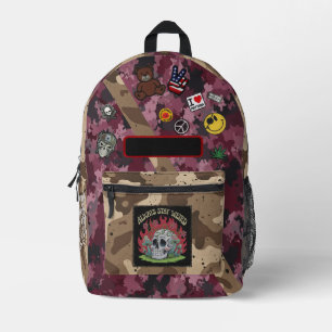 Stay Weird“ – Camouflage Mix Bedruckter Rucksack