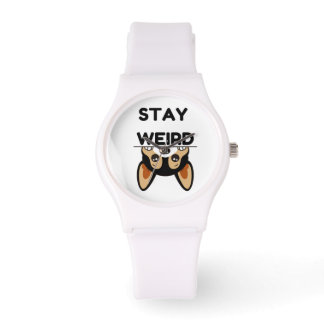 Stay Weird Funny Boston Terrier Cartoon Dog Armbanduhr