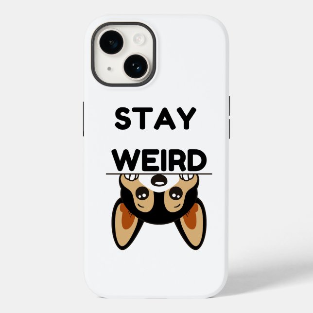 Stay Weird Funny Boston Terrier Cartoon Dog  Case-Mate iPhone 14 Hülle (Rückseite)