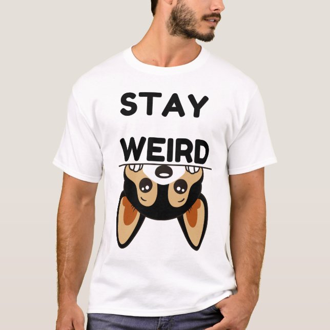 Stay Weird Funny Boston Terrier Cartoon Dog  T-Shirt (Vorderseite)