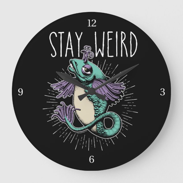 Stay Weird Große Wanduhr (Vorderseite)