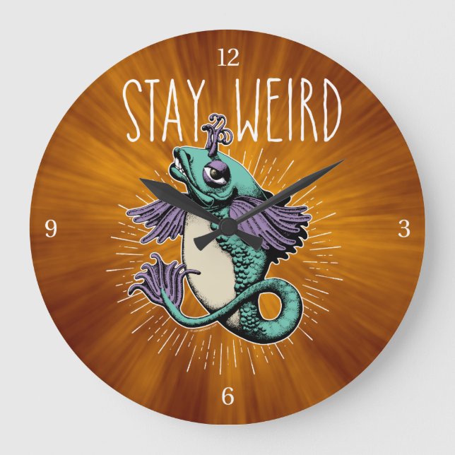 Stay Weird Large Clock Große Wanduhr (Vorderseite)