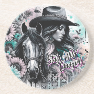 Stay wild cowgirl western  getränkeuntersetzer