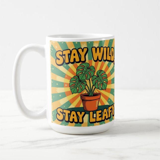 Stay wild leafy cute botanical Coffee Mug Kaffeetasse (Links)