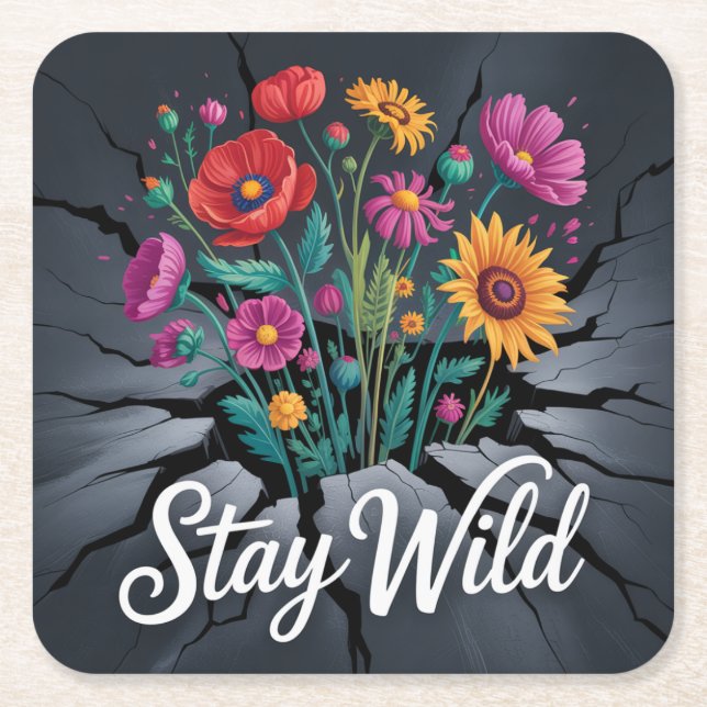 Stay Wild Rechteckiger Pappuntersetzer (Vorderseite)
