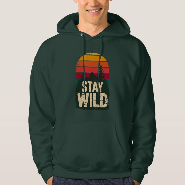 Stay Wild Vintage Sunset Mountain Hoodie (Vorderseite)