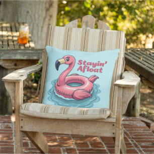Stayin’ Afloat Funny Flamingo Pool Float Retro Kissen