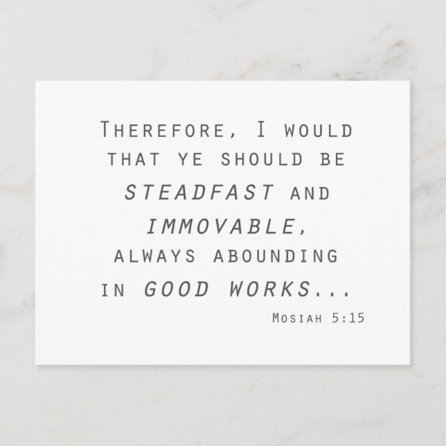 Steadfast immovable mosiah lds scripta postkarte (Vorderseite)