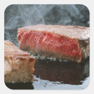 Steak 3 quadratischer aufkleber