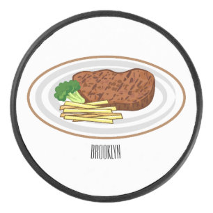 Steak Cartoon Illustration Eishockey Puck