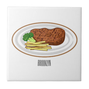 Steak Cartoon Illustration Fliese