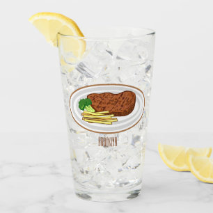 Steak Cartoon Illustration Glas