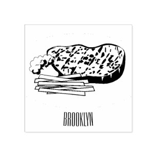 Steak Cartoon Illustration Gummistempel