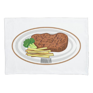 Steak Cartoon Illustration Kissenbezug