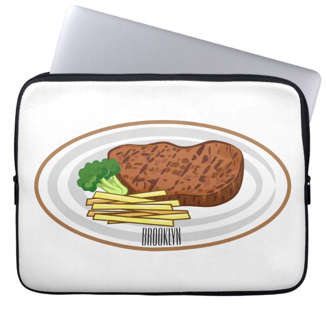 Steak Cartoon Illustration Laptopschutzhülle (Vorderseite)