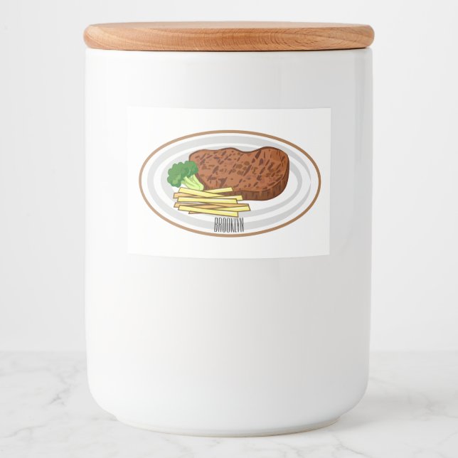 Steak Cartoon Illustration Lebensmitteletikett (Vorderseite)