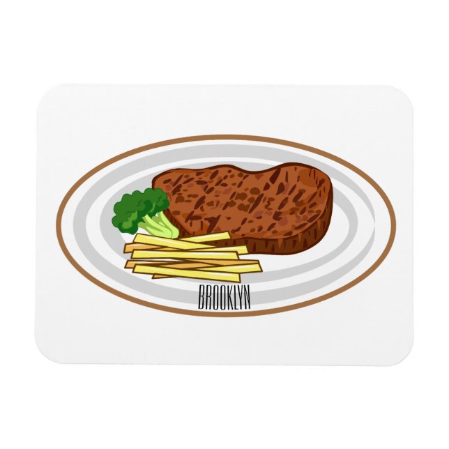 Steak Cartoon Illustration Magnet (Horizontal)