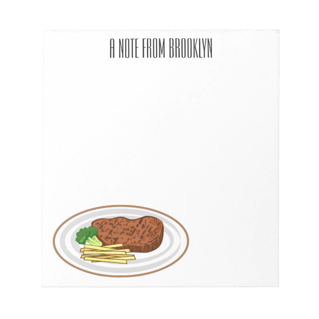 Steak Cartoon Illustration Notizblock (Vorderseite)
