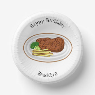 Steak Cartoon Illustration Pappteller