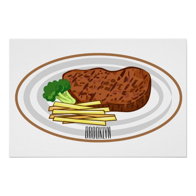 Steak Cartoon Illustration Poster (Vorderseite)