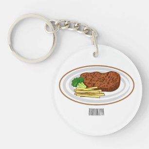 Steak Cartoon Illustration Schlüsselanhänger