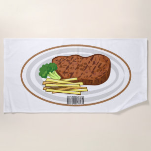 Steak Cartoon Illustration Strandtuch