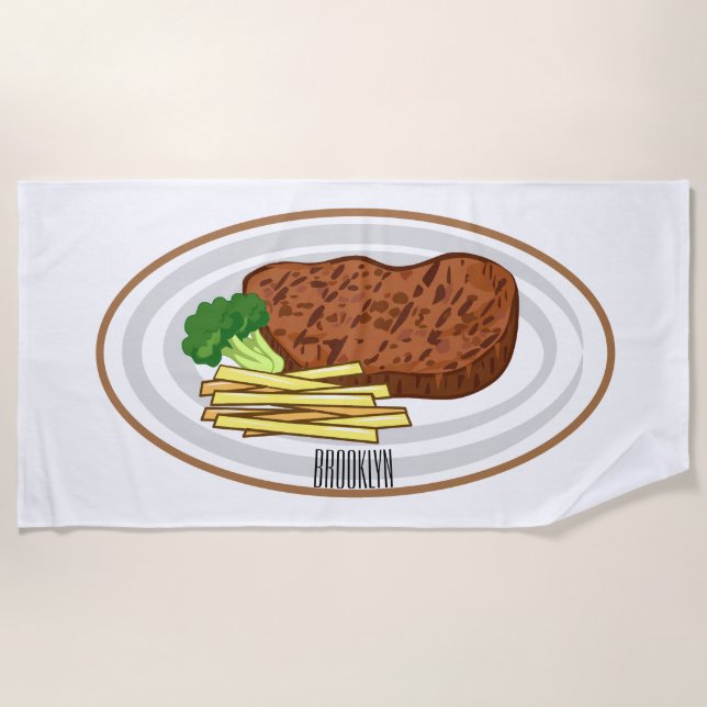Steak Cartoon Illustration Strandtuch (Vorderseite)