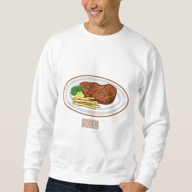 Steak Cartoon Illustration Sweatshirt (Vorderseite)