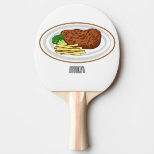 Steak Cartoon Illustration Tischtennis Schläger
