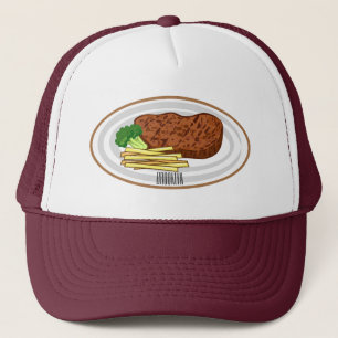 Steak Cartoon Illustration Truckerkappe