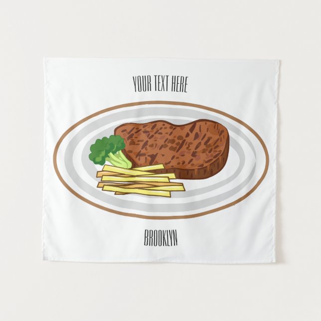 Steak Cartoon Illustration Wandteppich (Vorderseite (Horizontal))