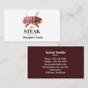 Steak Food Watercolor Business Card Visitenkarte