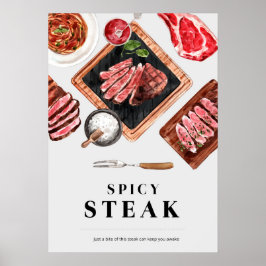 Steak Food Watercolor Poster