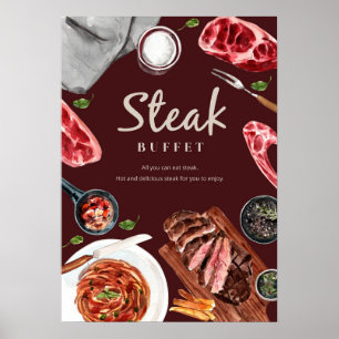 Steak Food Watercolor Poster