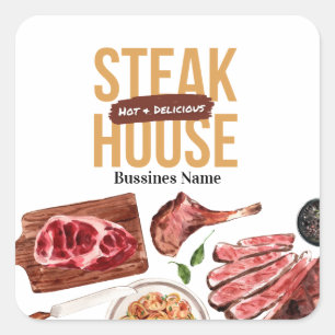 Steak Food Watercolor Quadratischer Aufkleber