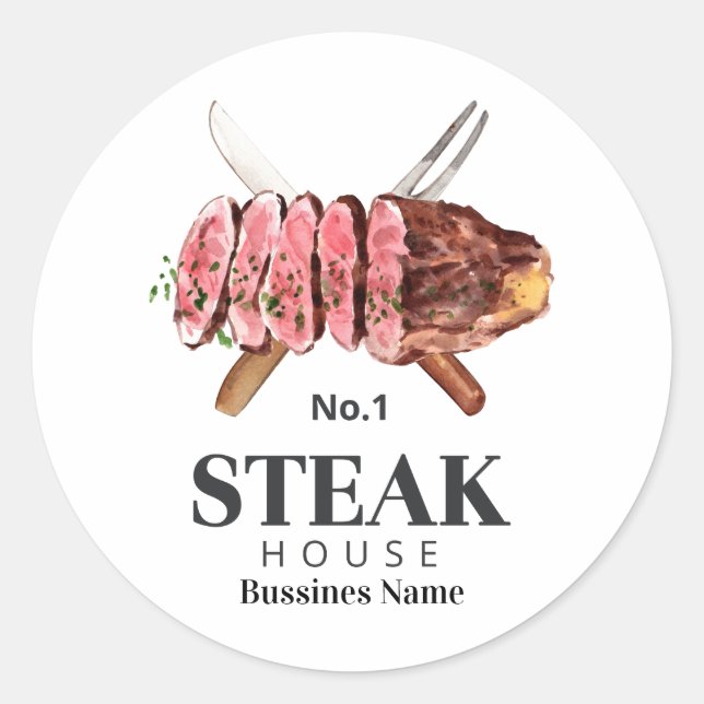Steak Food Watercolor Runder Aufkleber (Vorderseite)