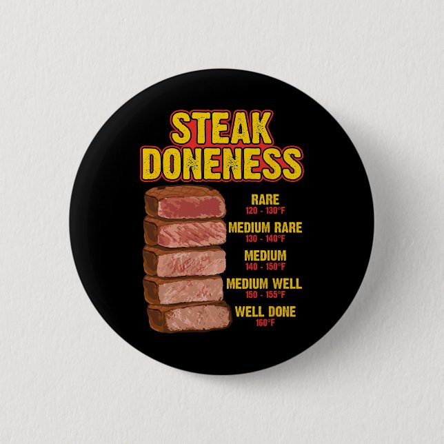 Steak-Garstufen-Tabelle Leitfaden BBQ Fleisch Chef Button (Vorderseite)