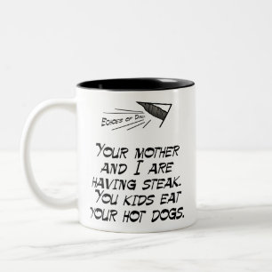 Steak gegen Würstchen Zweifarbige Tasse