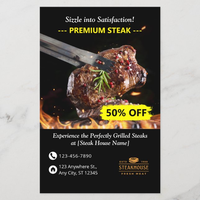 Steak House Specials Restaurant Flyer 2 Seiten (Vorne)