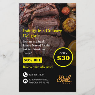 Steak House, Steak Resto, Restaurant Flyer