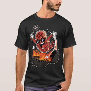 Steak-Tauchgang Lustiger fliegender Steak-BBQ-Gril T-Shirt
