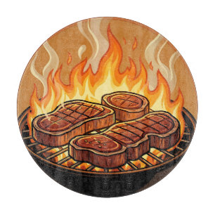 Steaks Grillen BBQ Flammen Schneidebrett