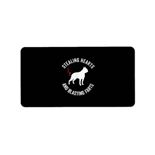 Stealing Hearts And Blasting Farts Boston Terrier Adressaufkleber (Vorne)