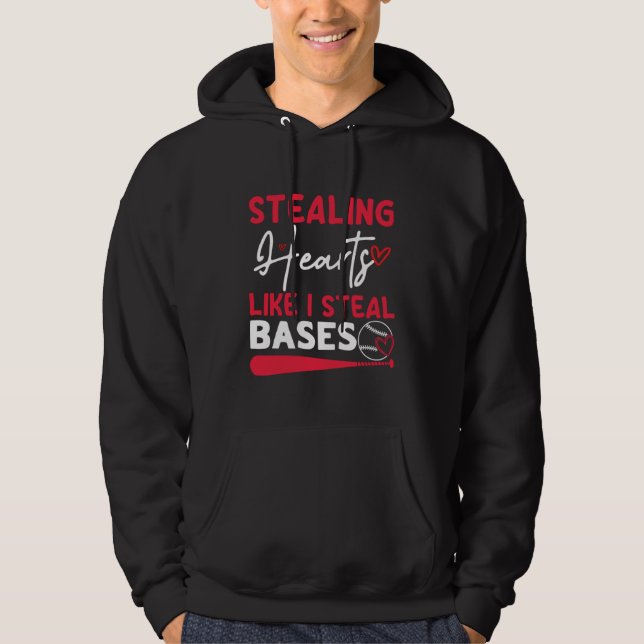 Stealing Hearts Bases Baseball Player Hoodie (Vorderseite)