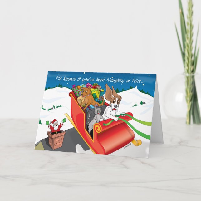 StealingSantasSleighCARD_©ZoeRanucci Feiertagskarte (Vorderseite)