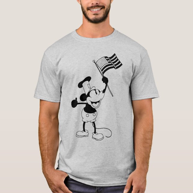 Steam Boat Willie American Flag T-Shirt (Vorderseite)