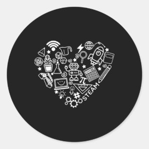Steam Heart Shape Stem Teacher Science Lover Byck Runder Aufkleber