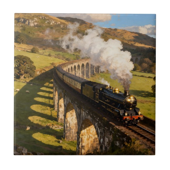 Steam Locomotive on Viaduct Fliese (Vorderseite)