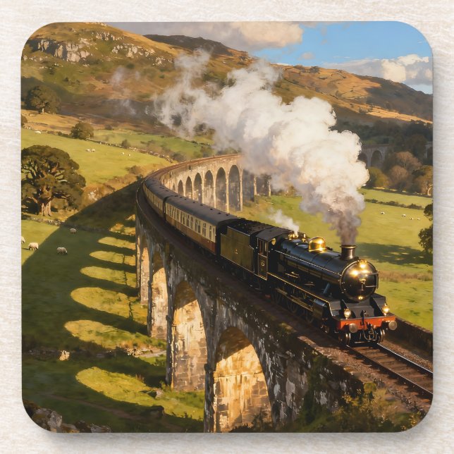 Steam Locomotive on Viaduct Getränkeuntersetzer (Vorderseite)
